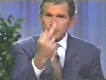 Bush gives the finger Bush gives the finger
